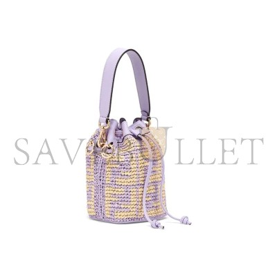 FENDI MINI MON TRESOR LOGO BUCKET BAG ANEMONE PURPLE 8BS010AD6JF1C6U (18*12*10cm)